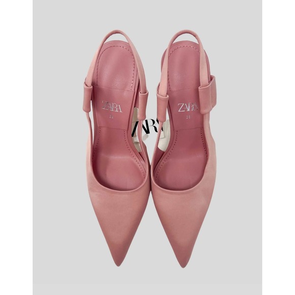 NWT Zara Pink Slingback Pointed Toe High Heel Pumps Women's Size 39 US 8 - Picture 1 of 13
